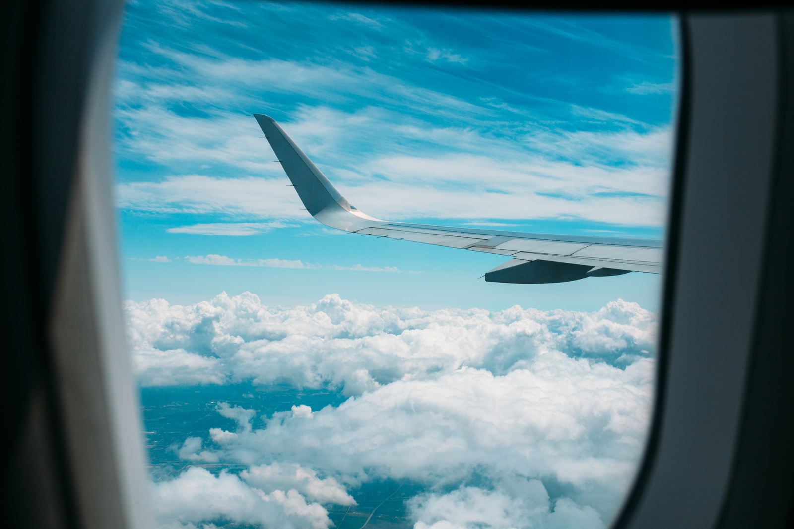 View through an airplane window
